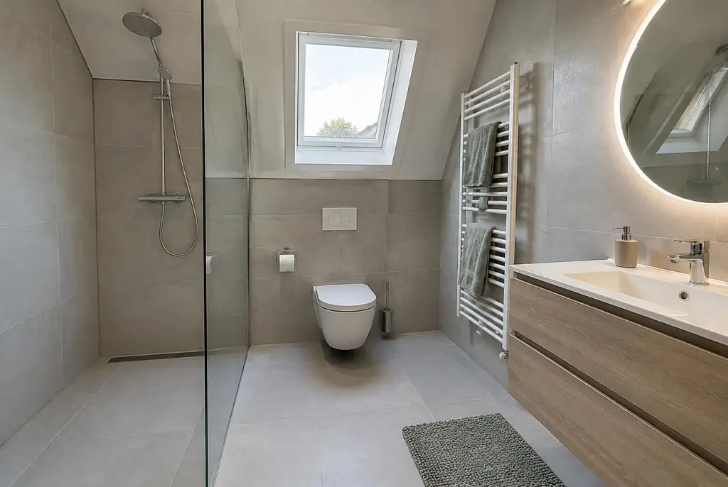 Lekdetectie Alkmaar – droge badkamer met inloopdouche na herstel
