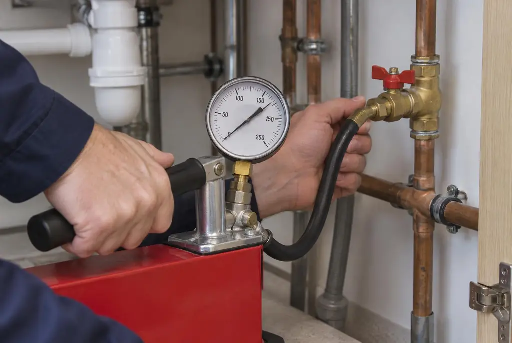 Lekdetectie Alkmaar – druktest op een waterleiding met een manometer